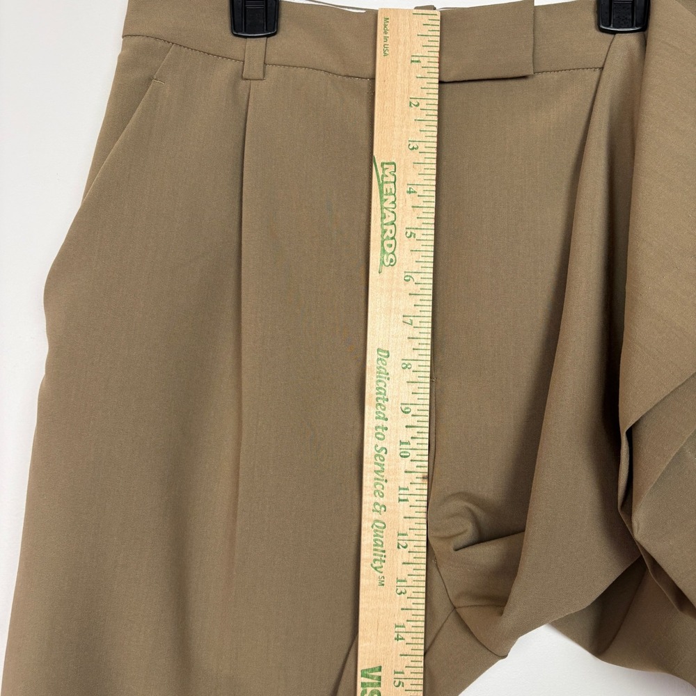 ZARA Womens Wide Leg Culottes Palazzo Trousers M Brown Pleated High Waist Office - Picture 7 of 14